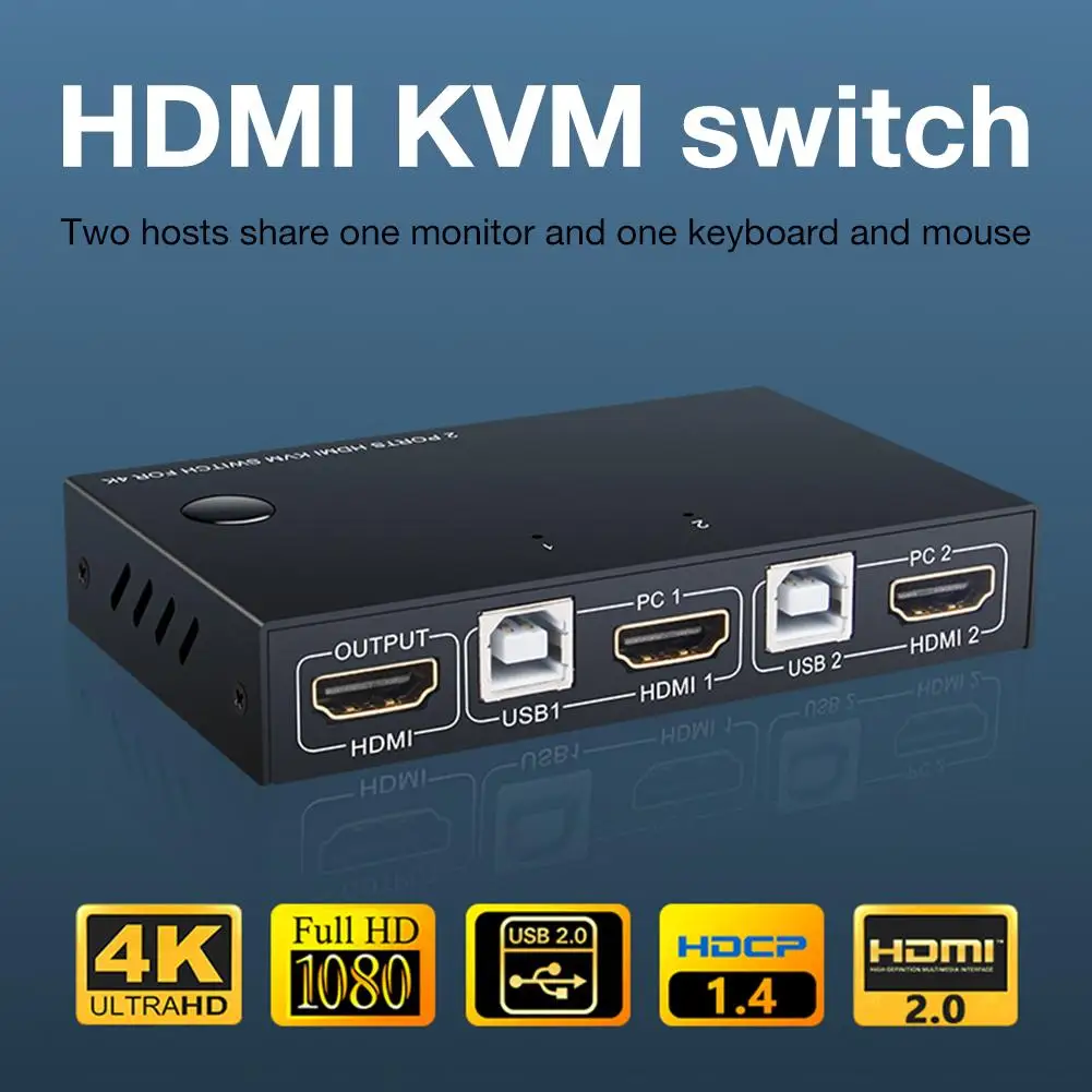 KVM HDMI переключатель USB 4K Box 2 в 1 для ноутбука HDTV|KVM-переключатели| |