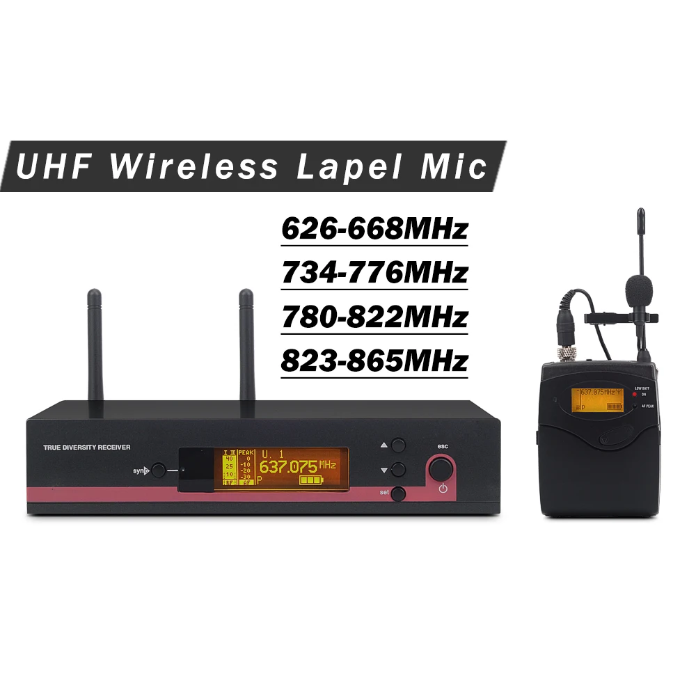 

Professional 122 G3 UHF Wireless Microphone System with True Diversity Receiver+Lapel Mic+3.5mm Screw Bodypack Transmitter