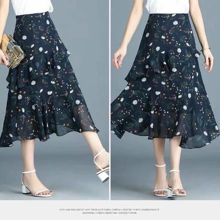 Spring and summer chiffon skirt 2021 new floral skirt with high waist and thin irregular Ruffle
Spring and summer chiffon skirt 2021 new floral skirt with high waist and thin irregular Ruffle