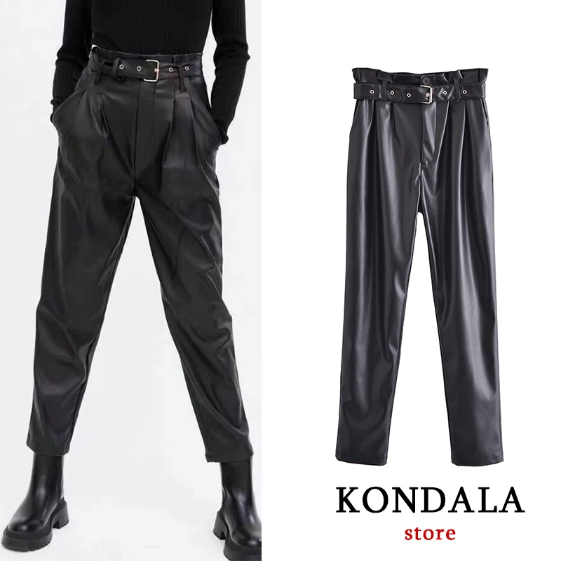 Женские прямые брюки KONDALA Za, винтажные однотонные черные кожаные брюки с высокой талией, поясом и молнией, элегантные брюки из искусственной...
Женские прямые брюки KONDALA Za, винтажные однотонные черные кожаные брюки с высокой талией, поясом и молнией, элегантные брюки из искусственной...
