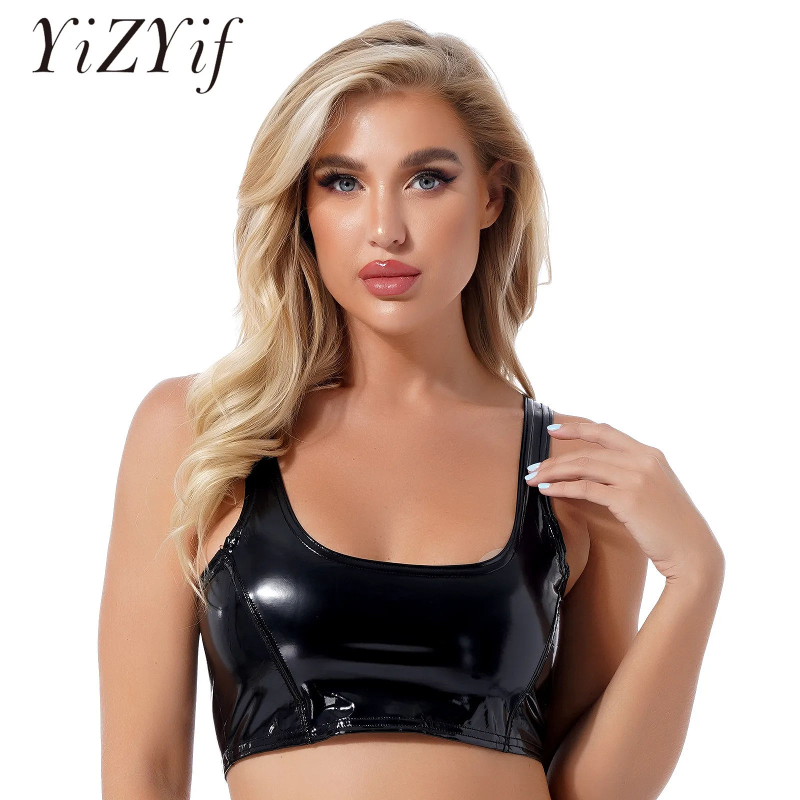 Womens Ladies Wet Look Patent Leather Crop Tops Glossy U-Neck Back Zipper Cropped Tank Top Sexy Fashion Camisole Streetwear
Womens Ladies Wet Look Patent Leather Crop Tops Glossy U-Neck Back Zipper Cropped Tank Top Sexy Fashion Camisole Streetwear