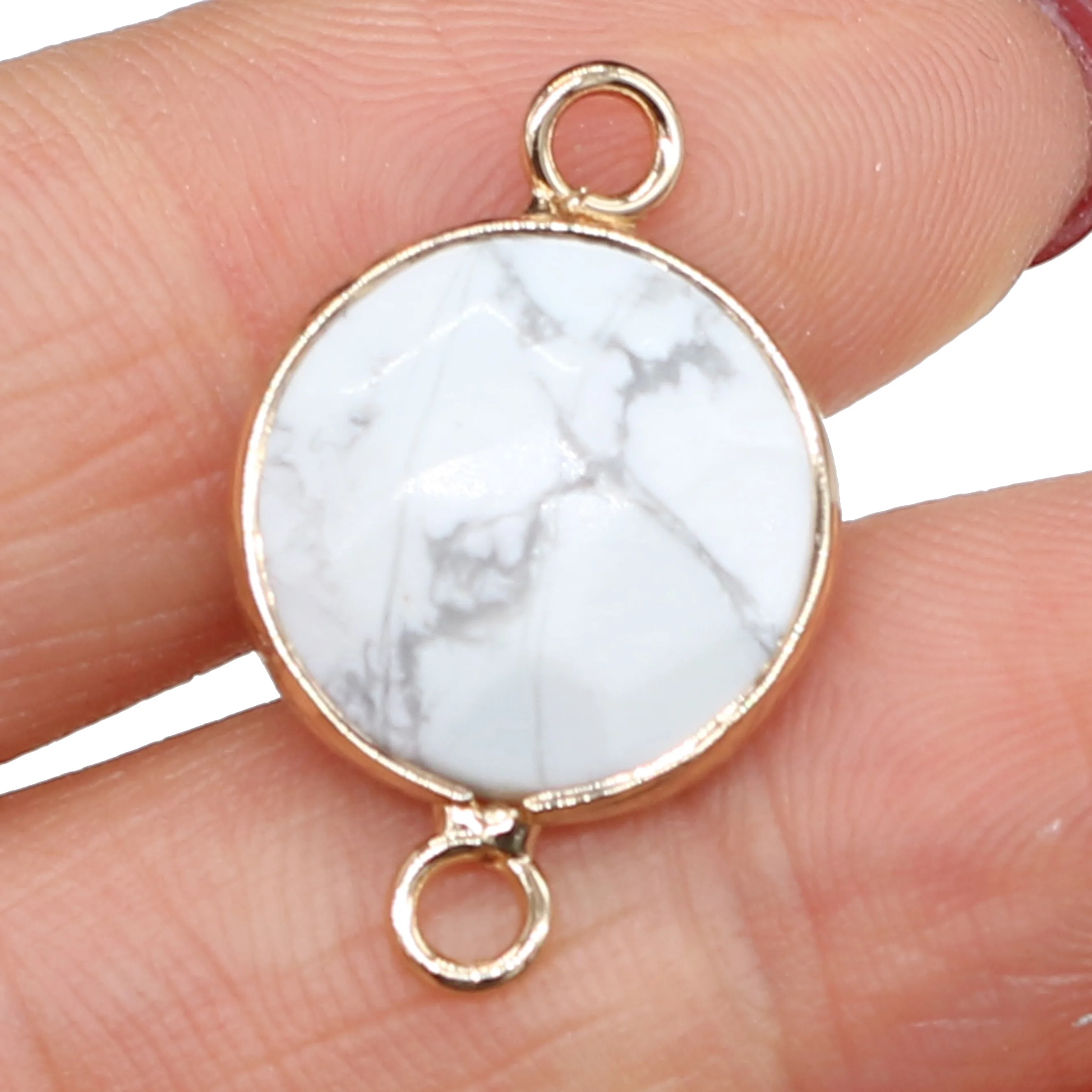 Natural Stone Pendant White Turquoises Golden plated Connector for Fashion Jewelry Making DIY Necklace Bracelet Crafts
Natural Stone Pendant White Turquoises Golden plated Connector for Fashion Jewelry Making DIY Necklace Bracelet Crafts