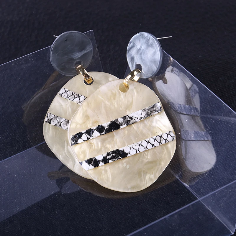 Geometric Retro Round Acetic Acid Plate Acrylic Earrings Tide Simple Temperament Sweet Personality Jewelry | Украшения и