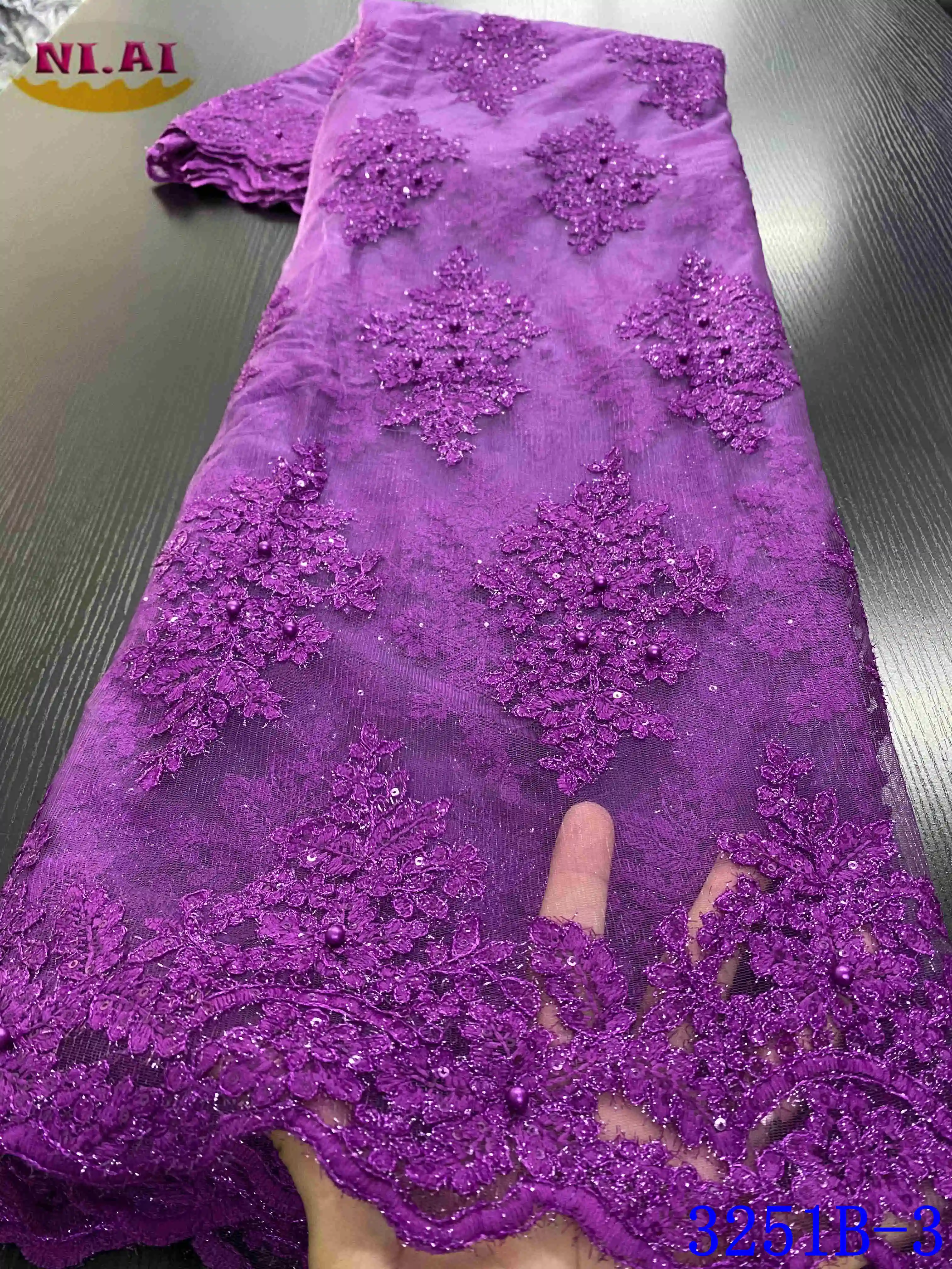 NIAI African Lace Fabric 2020 High Quality French Lace Fabric Embroidered Nigerian Lace Fabrics With Beads For Wedding XY3251B-1
NIAI African Lace Fabric 2020 High Quality French Lace Fabric Embroidered Nigerian Lace Fabrics With Beads For Wedding XY3251B-1