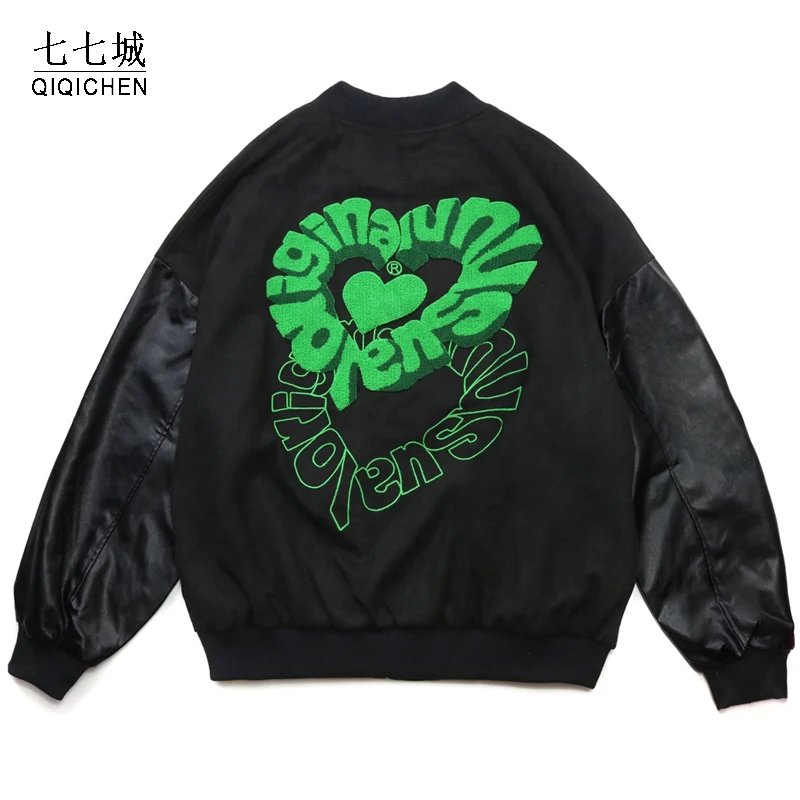Hip Hop Baseball Jackets Men Furry Heart Patchwork Color Block Harajuku Street Bomber Varsity Jackets Men Loose Coats Unisex
Hip Hop Baseball Jackets Men Furry Heart Patchwork Color Block Harajuku Street Bomber Varsity Jackets Men Loose Coats Unisex