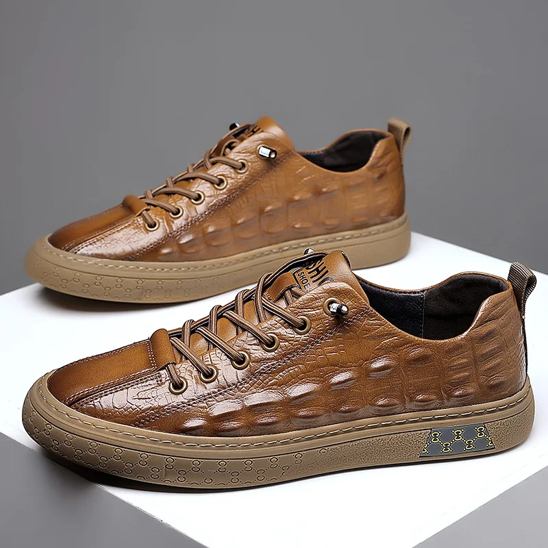 Luxury Crocodile Leather Shoes Men Classic Lace Up Men Board Shoes Tenis Masculino Brand Black Brown Men Sneakers 
Luxury Crocodile Leather Shoes Men Classic Lace Up Men Board Shoes Tenis Masculino Brand Black Brown Men Sneakers