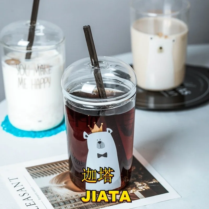 Straw Water Cup 500ml Heat-resistant Glass Transparent Coffee Cup with Lid Cartoon Home Milk Juice Cup Travel Water Cup
Straw Water Cup 500ml Heat-resistant Glass Transparent Coffee Cup with Lid Cartoon Home Milk Juice Cup Travel Water Cup
