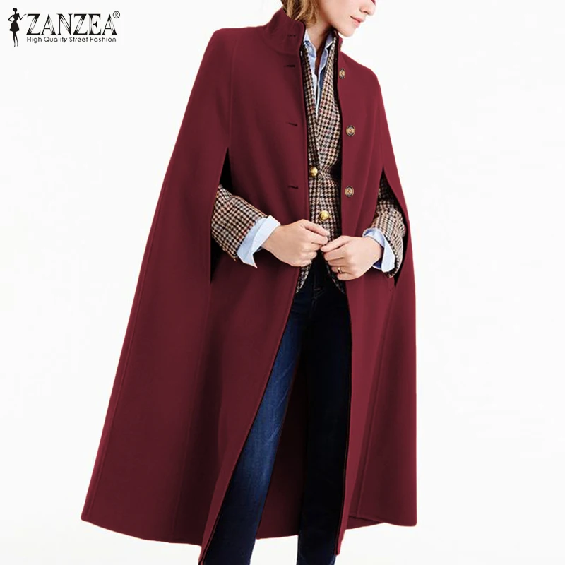 ZANZEA Female Clothing Windbreaker Vintage Capes Women Winter Ponchos Casual Solid Chic Outwear Female Single Button Cardigans 
ZANZEA Female Clothing Windbreaker Vintage Capes Women Winter Ponchos Casual Solid Chic Outwear Female Single Button Cardigans