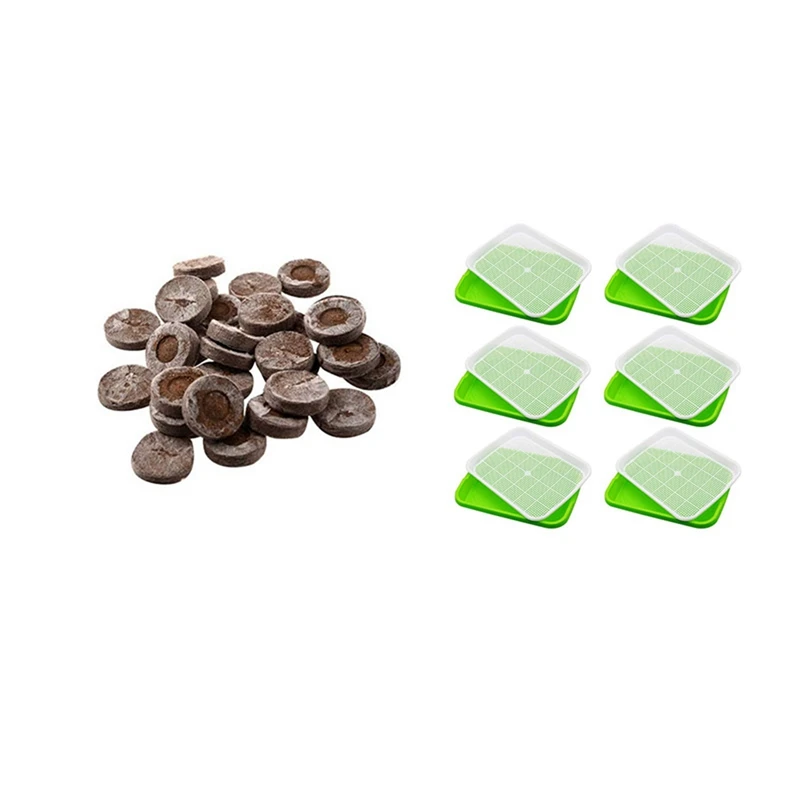 80Pcs Peat Pellets Sowing Plugs Nursery Block & 6 Pcs Seed Germination Tray Wheat Grass Seeding Planting Storage Tray
80Pcs Peat Pellets Sowing Plugs Nursery Block & 6 Pcs Seed Germination Tray Wheat Grass Seeding Planting Storage Tray