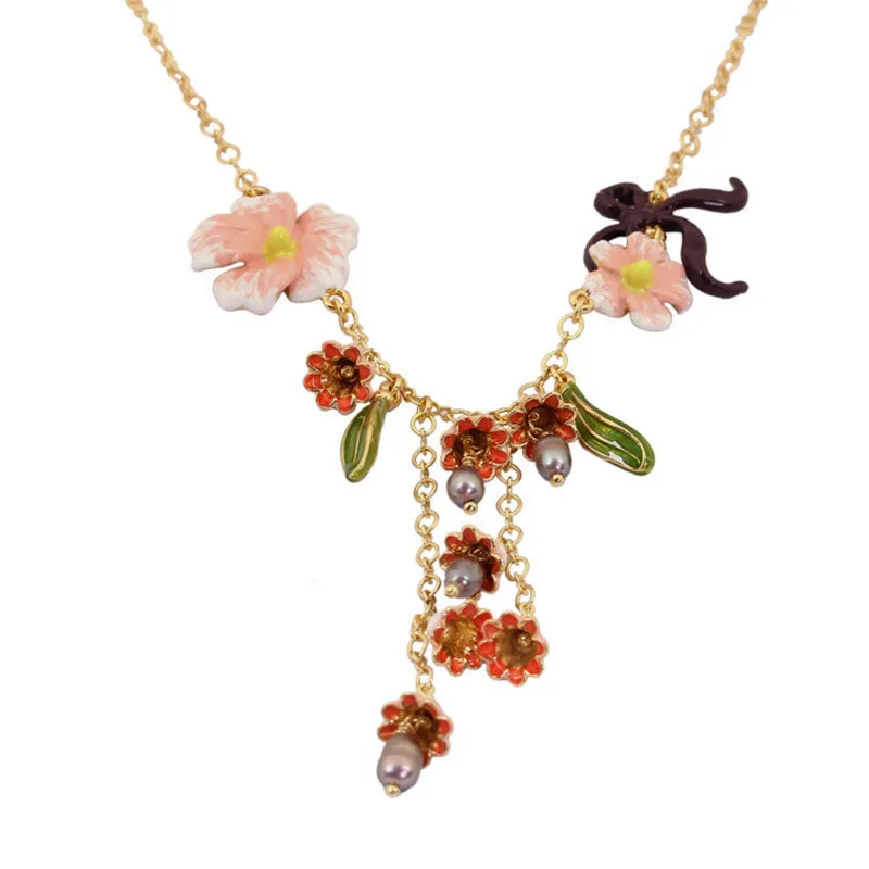 European and American Personality Lily of the Valley Series Pink Petals Hand-painted Enamel Adjustable Clavicle Chain Necklace
European and American Personality Lily of the Valley Series Pink Petals Hand-painted Enamel Adjustable Clavicle Chain Necklace