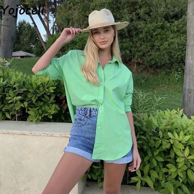 Yojoceli Elegant autumn loose button blouse Women cool fashion daily tops blusas Female casual beach basic blouse
Yojoceli Elegant autumn loose button blouse Women cool fashion daily tops blusas Female casual beach basic blouse