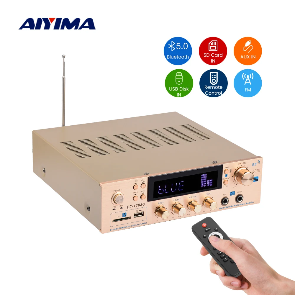 AIYIMA Bluetooth Amplifier Hifi Stereo Power Amplificador 20Wx2 Speaker Amplifiers USB SD AUX FM Decoder Audio Amp DC12V AC220V
AIYIMA Bluetooth Amplifier Hifi Stereo Power Amplificador 20Wx2 Speaker Amplifiers USB SD AUX FM Decoder Audio Amp DC12V AC220V