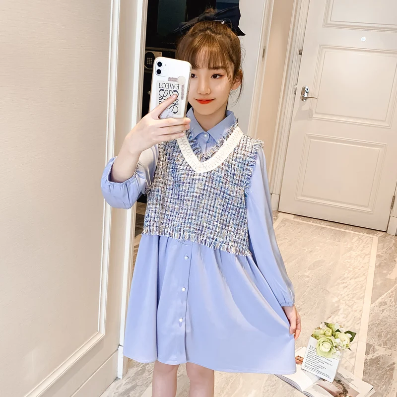 New Girls Casual Dresses Turn-down Collar Long Sleeve Spring and Autumn Kids Clothes for 3-13 Years Solid Girls Princess Dress
New Girls Casual Dresses Turn-down Collar Long Sleeve Spring and Autumn Kids Clothes for 3-13 Years Solid Girls Princess Dress