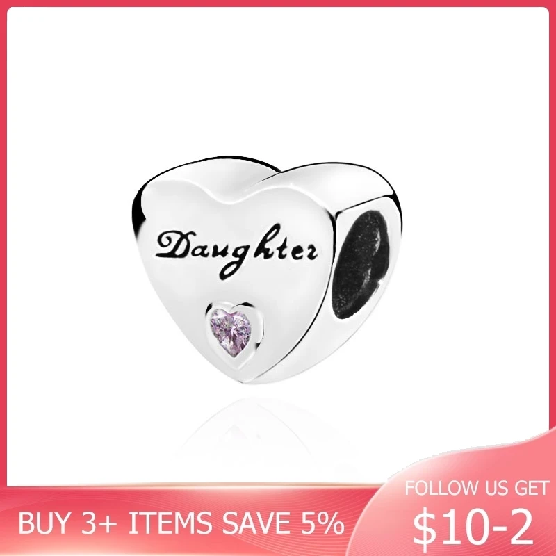 Classic 925 Sterling Silver Daughter's Love Heart Charm pendant fit Original Bracelets Women DIY Jewelry
Classic 925 Sterling Silver Daughter's Love Heart Charm pendant fit Original Bracelets Women DIY Jewelry