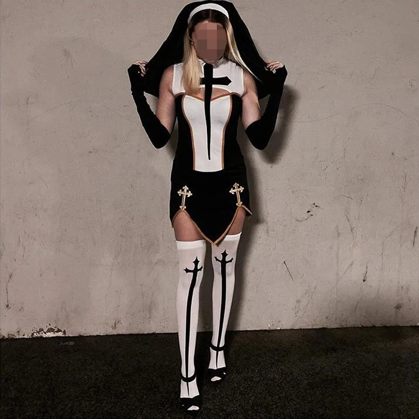 Women Sexy Nun Dresses Medieval Costume with Veil Accessories Renaissance Religion Blessed Virgin Mary Women's Mini Jumpsuit 
Women Sexy Nun Dresses Medieval Costume with Veil Accessories Renaissance Religion Blessed Virgin Mary Women's Mini Jumpsuit