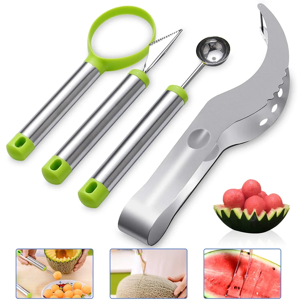 4 Pcs Melon Baller Scoop, Watermelon Slicer Cutter Set, Fruit Carving Tools Knife, Stainless Steel Cutter Kit for Vegetable
4 Pcs Melon Baller Scoop, Watermelon Slicer Cutter Set, Fruit Carving Tools Knife, Stainless Steel Cutter Kit for Vegetable