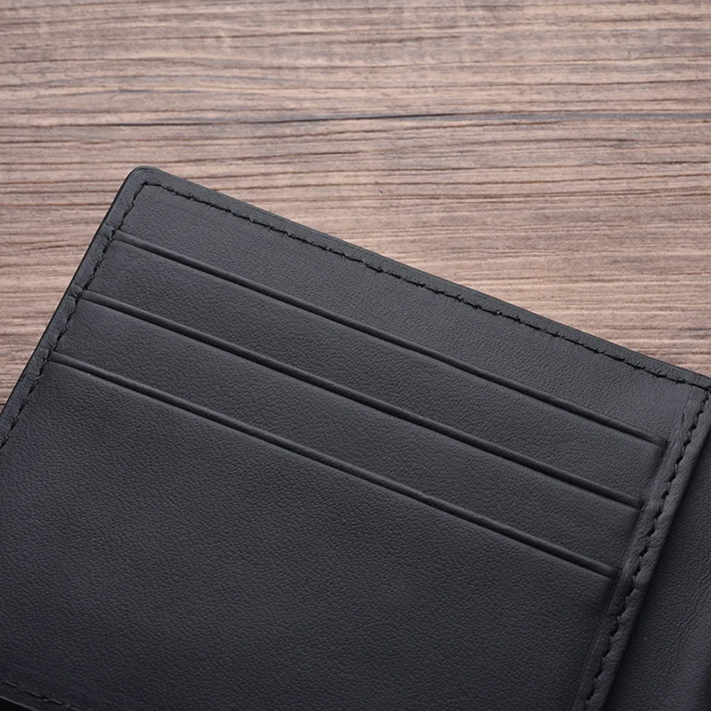 Короткий тонкий мужской кошелек из углеродного волокна и кожи бумажник с