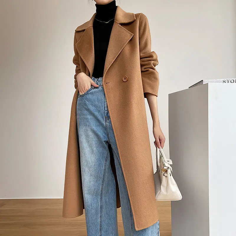 Autumn Winter Woman New Long Sleeve Outerwear Female Simple Solid Long Coats Ladies Elegant Lapel Wool Warm Blends Jacket A293
Autumn Winter Woman New Long Sleeve Outerwear Female Simple Solid Long Coats Ladies Elegant Lapel Wool Warm Blends Jacket A293