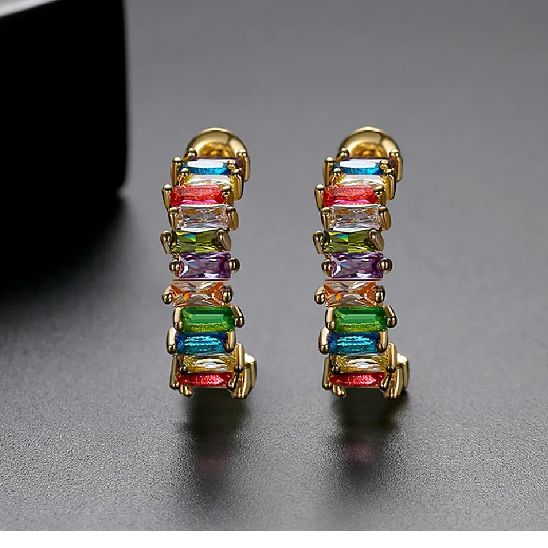Earrings European And American Fashion Simple Copper Plated 18k Gold Inlaid With AAA Zircon Color Earrings Ladies Gift Jewelry
Earrings European And American Fashion Simple Copper Plated 18k Gold Inlaid With AAA Zircon Color Earrings Ladies Gift Jewelry