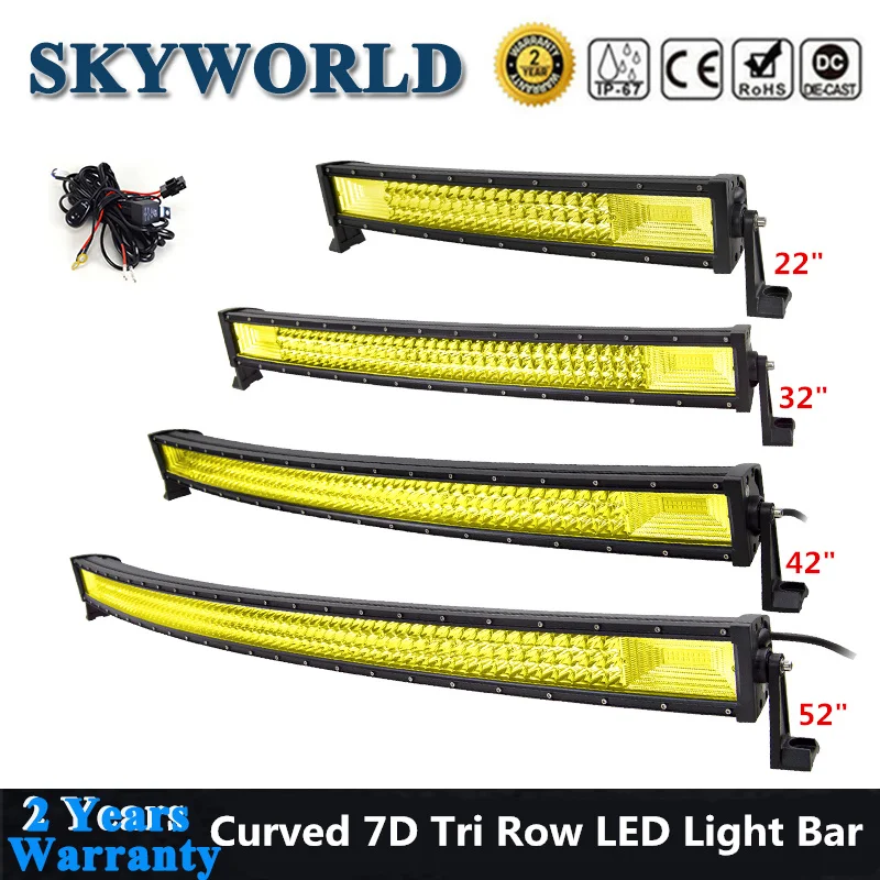 Yellow 3 Row Curved LED Bar Offroad Car 22 32 42 52inch LED Work Light Bar 12V 24V For Truck SUV Niva Uaz ATV UTV 4X4 Fog Lamp
Yellow 3 Row Curved LED Bar Offroad Car 22 32 42 52inch LED Work Light Bar 12V 24V For Truck SUV Niva Uaz ATV UTV 4X4 Fog Lamp