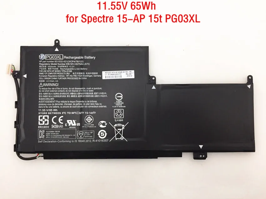 Оригинальный аккумулятор PG03XL PGO3XL TPN-Q168, 11,52 в, 65 Вт/ч, для ноутбука HP Spectre X360 15-AP 15-AP012DX 
Оригинальный аккумулятор PG03XL PGO3XL TPN-Q168, 11,52 в, 65 Вт/ч, для ноутбука HP Spectre X360 15-AP 15-AP012DX