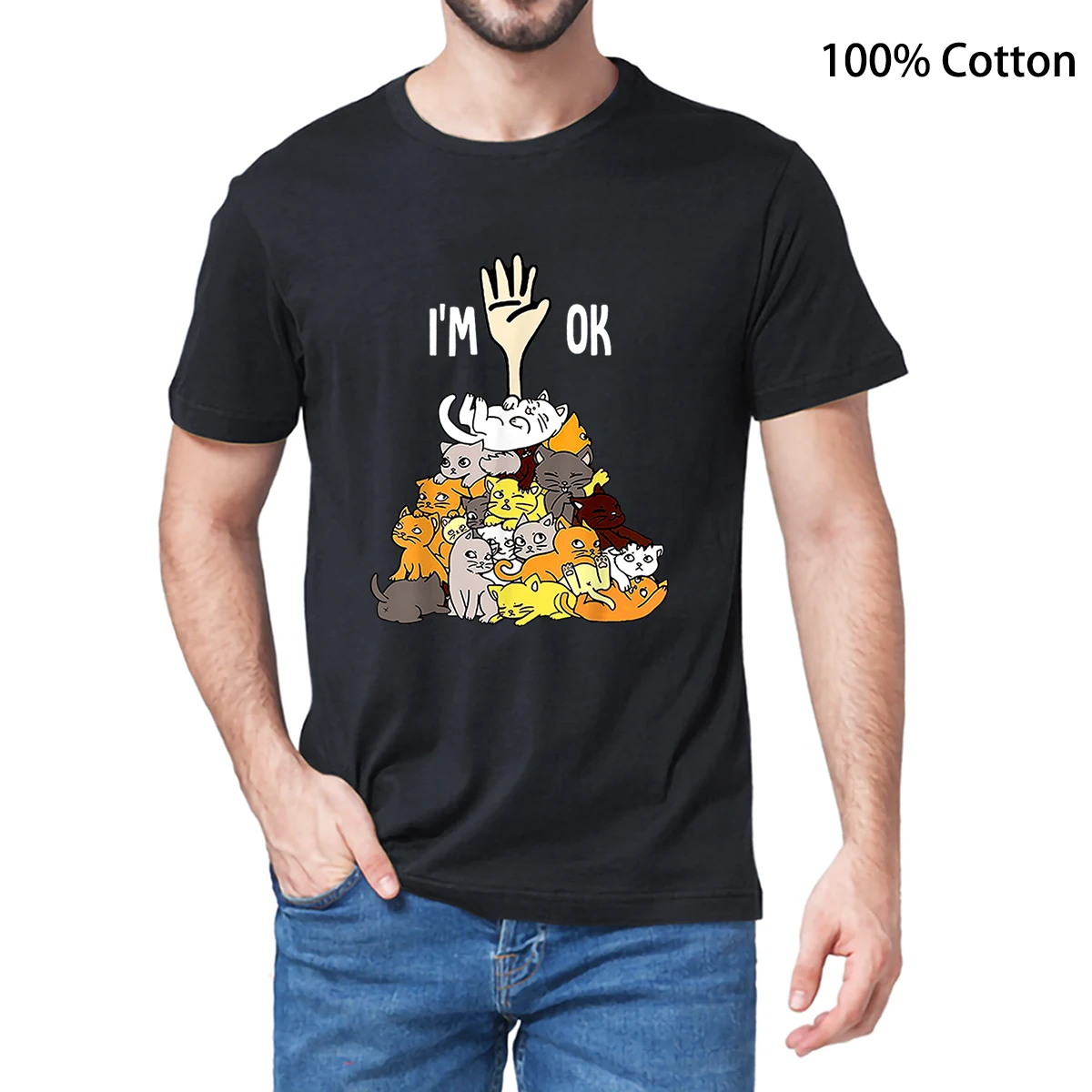Unisex 100% Cotton I'm Ok Funny Cat Lover Streetwear Men's Novelty T-Shirt Women Casual Harajuku Soft Tee High Quality Humor Top
Unisex 100% Cotton I'm Ok Funny Cat Lover Streetwear Men's Novelty T-Shirt Women Casual Harajuku Soft Tee High Quality Humor Top