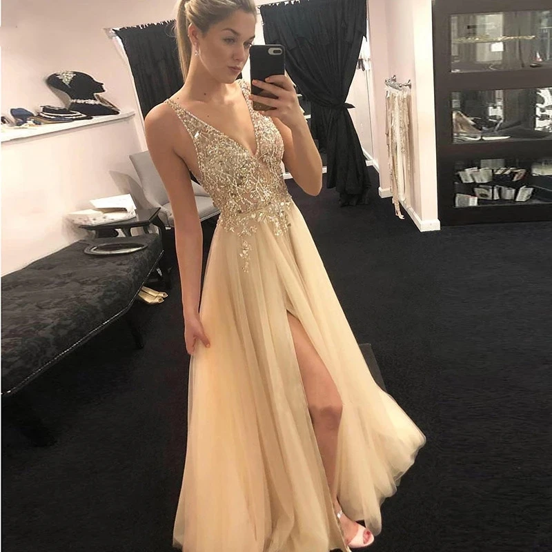 ANGELSBRIDEP V-Neck Long Evening Party Dresses Junior Vestidos de festa Sexy Side Split Beading Tulle Cinderella Prom Gowns
ANGELSBRIDEP V-Neck Long Evening Party Dresses Junior Vestidos de festa Sexy Side Split Beading Tulle Cinderella Prom Gowns