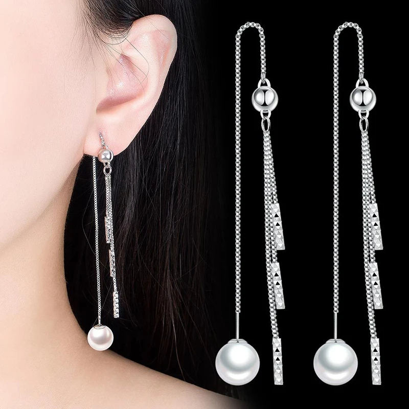 Elegant Fashion Long Chain Tassel Earrings for Women Korean Simple Rose Gold Silver Color Pearl Earring Jewelry Kolczyki Damskie
Elegant Fashion Long Chain Tassel Earrings for Women Korean Simple Rose Gold Silver Color Pearl Earring Jewelry Kolczyki Damskie