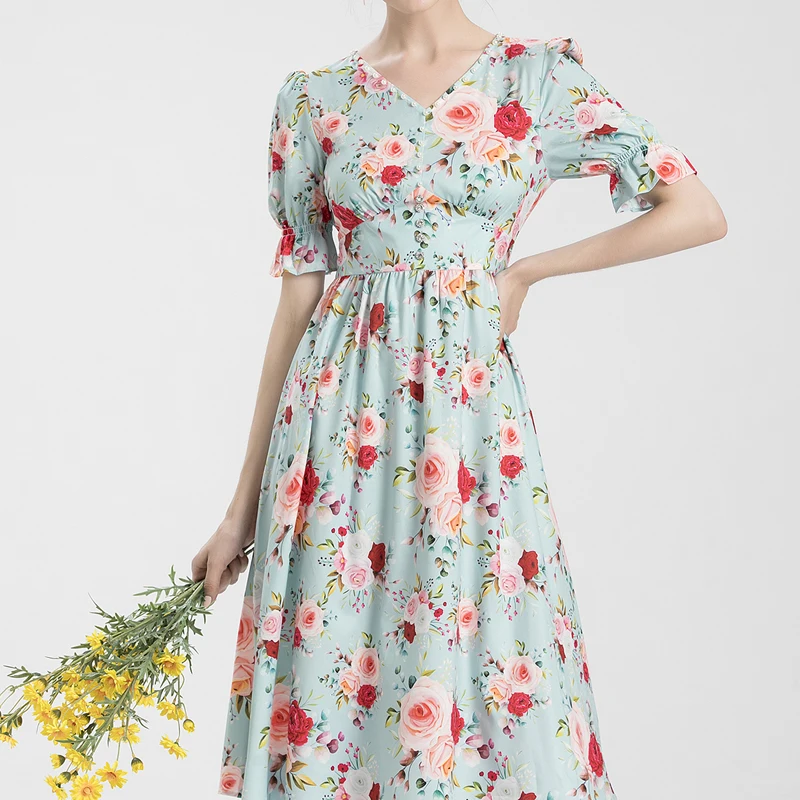 2021 Summer New Style Bohemian Print Flower Trumpet Sleeve Slim Temperament Mid-Length Dress High Quality Women'S Clothing
2021 Summer New Style Bohemian Print Flower Trumpet Sleeve Slim Temperament Mid-Length Dress High Quality Women'S Clothing