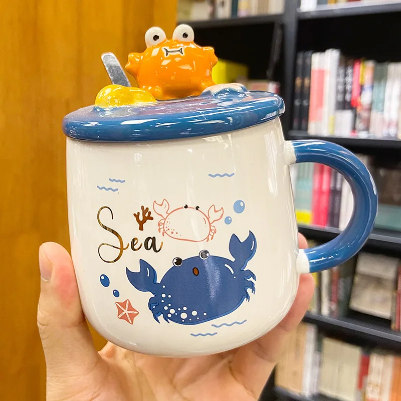 400ml Crab Mug Cartoon Marine Animal Ceramic Water Bottle with Cover and Spoon Lovely Animal Little Fresh Couple Coffee Cup
400ml Crab Mug Cartoon Marine Animal Ceramic Water Bottle with Cover and Spoon Lovely Animal Little Fresh Couple Coffee Cup