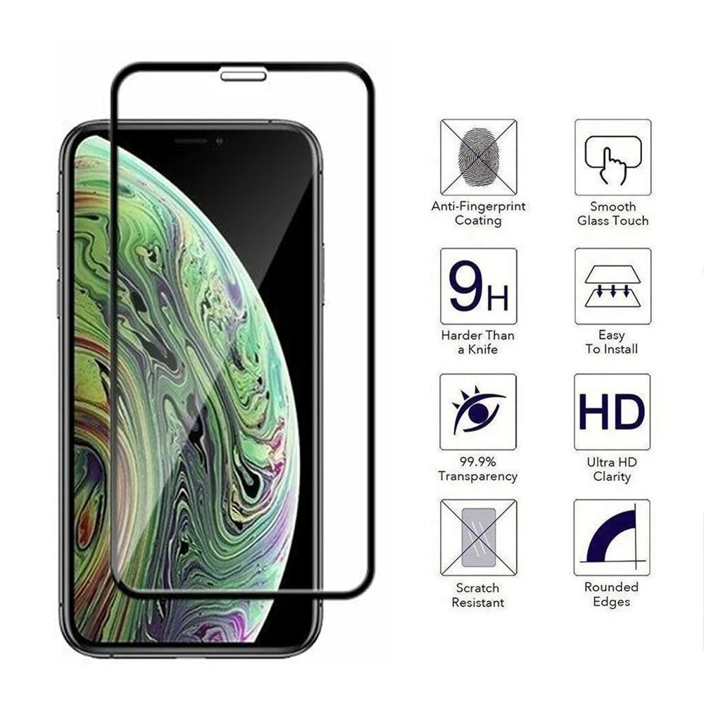 Защита экрана 20D защитная пленка полное покрытие для iPhone 11 Pro Max/XSMax закаленное