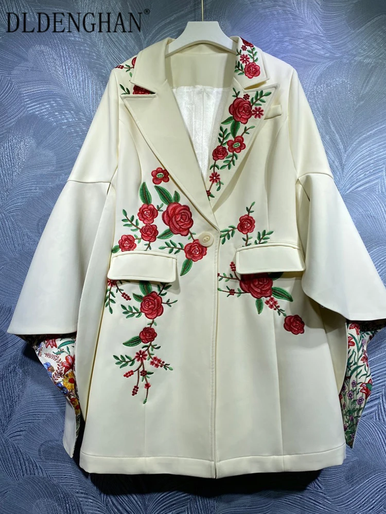 DLDENGHAN Runway Designer Winter Coat Women Turn-down Collar Flare Sleeve Flowers Embroidery Single Button Outwear Overcoat
DLDENGHAN Runway Designer Winter Coat Women Turn-down Collar Flare Sleeve Flowers Embroidery Single Button Outwear Overcoat