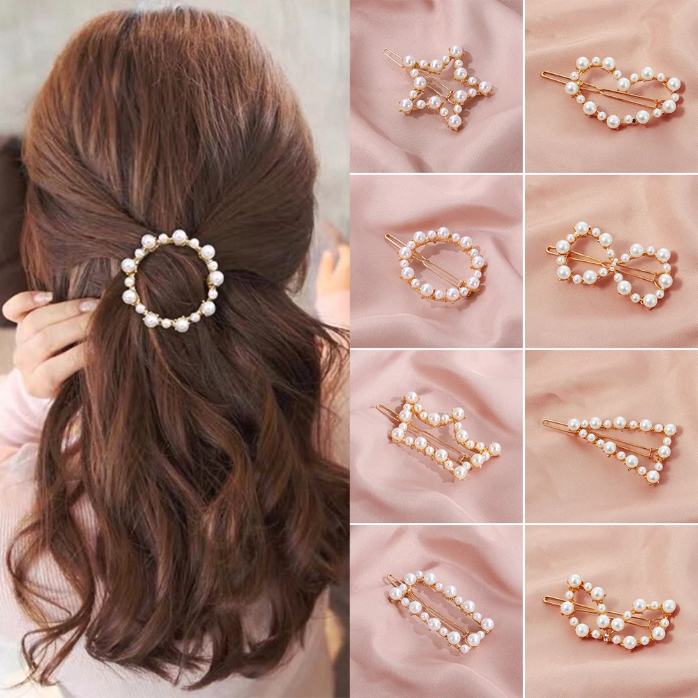 

Fashion Pearl Frog Buckle Hair Clip Korea Headwear Adult Word Clip Liu Seaside Clip Girl Hairpin Clip Hair Accessories