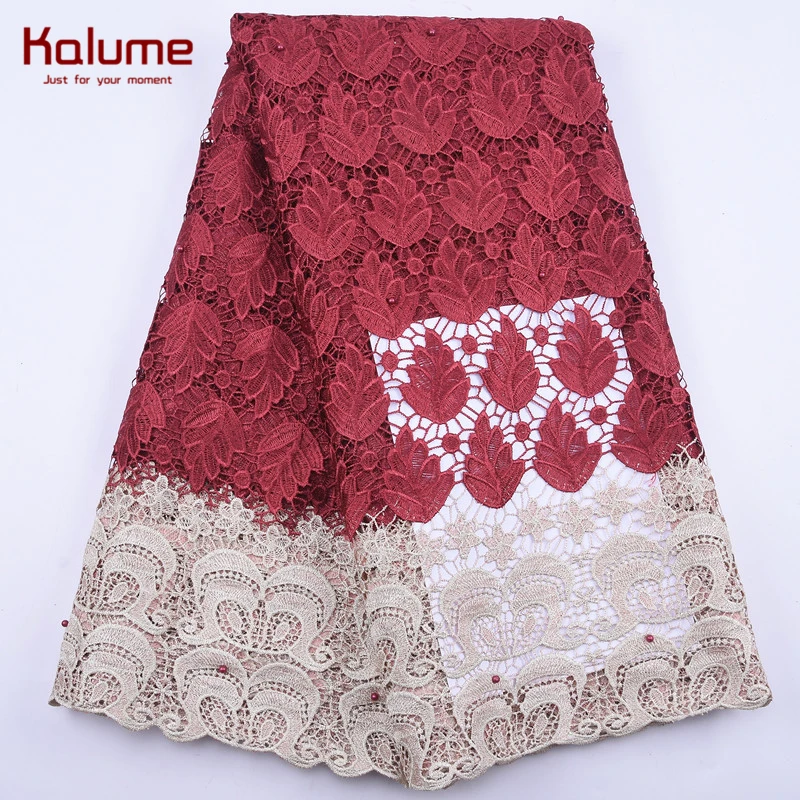 Kalume African Guipure Cord Lace Fabric High Quality Nigerian Water Soluble Cord Lace Fabric With Beads For Wedding Party 1988
Kalume African Guipure Cord Lace Fabric High Quality Nigerian Water Soluble Cord Lace Fabric With Beads For Wedding Party 1988