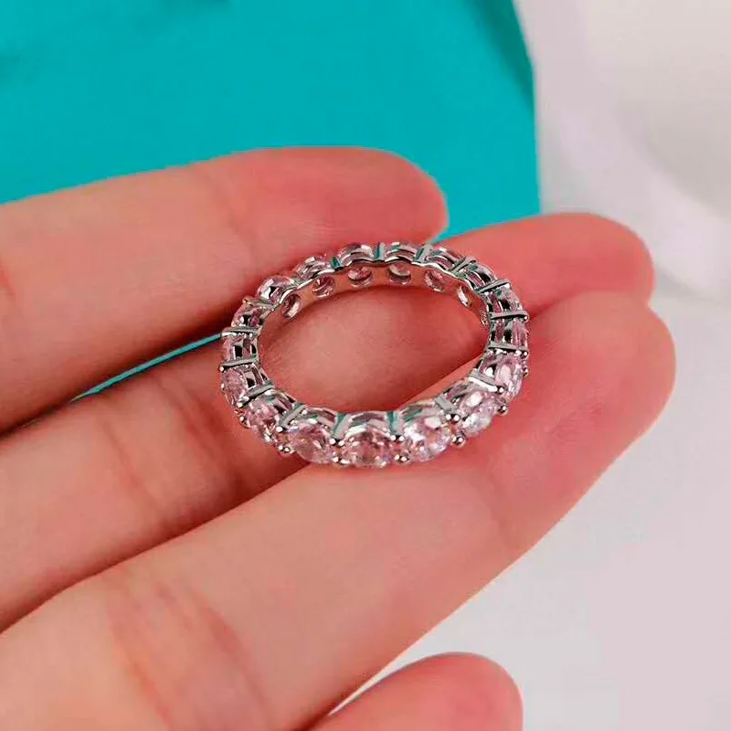 Женское Обручальное Кольцо Eternity Lady Promise, обручальное кольцо из стерлингового серебра 925 пробы, 4 мм, AAAAA Cz 
Женское Обручальное Кольцо Eternity Lady Promise, обручальное кольцо из стерлингового серебра 925 пробы, 4 мм, AAAAA Cz