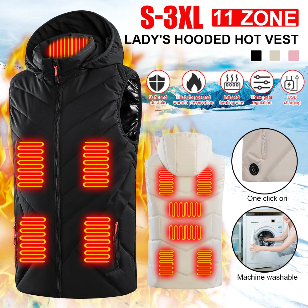 11 Area Heated Vest Men Women Winter Warm USB Hooded Heating Vest 3 Heat Electric Heating Jacket Winter Outdoor Thermal Coat
11 Area Heated Vest Men Women Winter Warm USB Hooded Heating Vest 3 Heat Electric Heating Jacket Winter Outdoor Thermal Coat