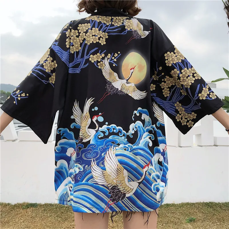 New Fashion Black White Crane Print Harajuku women Cardigan Kimono Asia Summer Blouse Tops Woman quimono playero haori women
New Fashion Black White Crane Print Harajuku women Cardigan Kimono Asia Summer Blouse Tops Woman quimono playero haori women