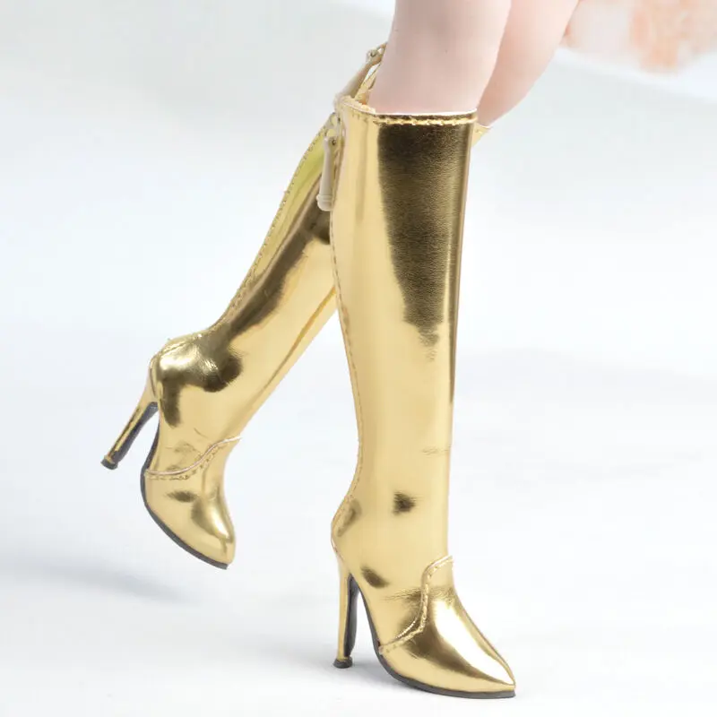 1/6 Golden Leather Female Long Boots High-heeled Shoe F 12" Body 
1/6 Golden Leather Female Long Boots High-heeled Shoe F 12" Body