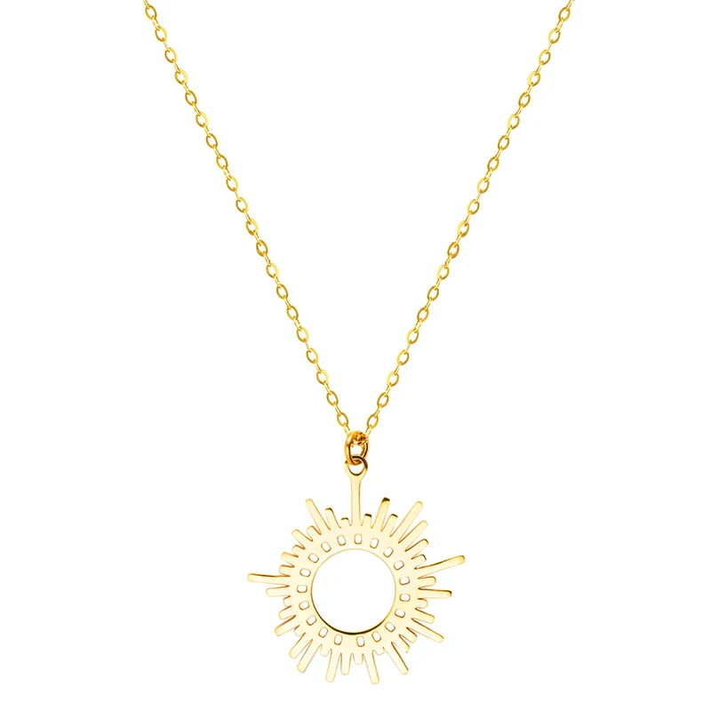 Fever&Free Gold Plated Pendant Necklace For Women Hollow Out Spike Sun Shape Charm Necklaces Stainless Steel Jewelry Best Gift
Fever&Free Gold Plated Pendant Necklace For Women Hollow Out Spike Sun Shape Charm Necklaces Stainless Steel Jewelry Best Gift