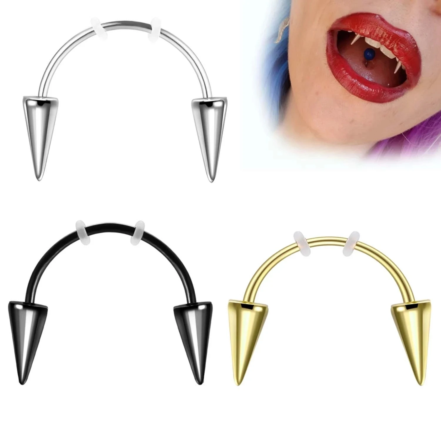 1PCS Stainless Steel Dracula Nail Teeth Smile Piercing Vampire Septum Piercing Jewelry Tiger Tooth C Rod Zomibe Vampire Tooth
1PCS Stainless Steel Dracula Nail Teeth Smile Piercing Vampire Septum Piercing Jewelry Tiger Tooth C Rod Zomibe Vampire Tooth