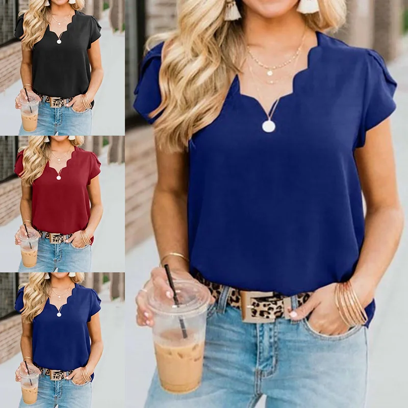The New Summer Fashion Sexy Polyester Ladies Pure Color Lace Collar Spliced Chiffon V-Neck Casual Short Sleeved T-Shirt S-5XL
The New Summer Fashion Sexy Polyester Ladies Pure Color Lace Collar Spliced Chiffon V-Neck Casual Short Sleeved T-Shirt S-5XL