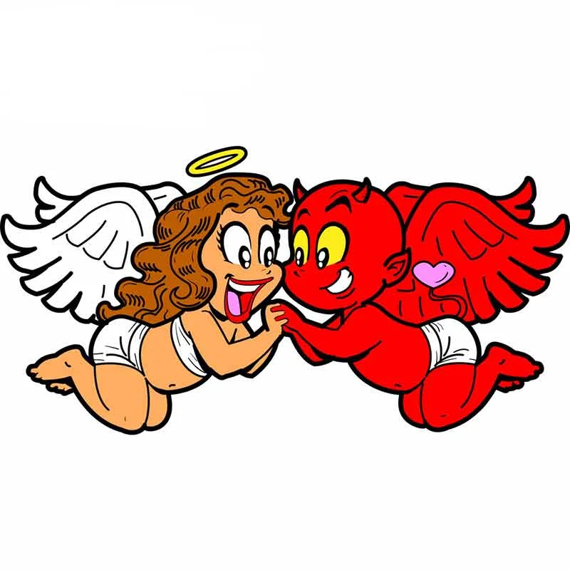 13cm X 6.8cm For Angel And Devil Car Stickers PVC Occlusion Scratch Decal 3D Custom Printing Vinyl Material Decoration 
13cm X 6.8cm For Angel And Devil Car Stickers PVC Occlusion Scratch Decal 3D Custom Printing Vinyl Material Decoration
