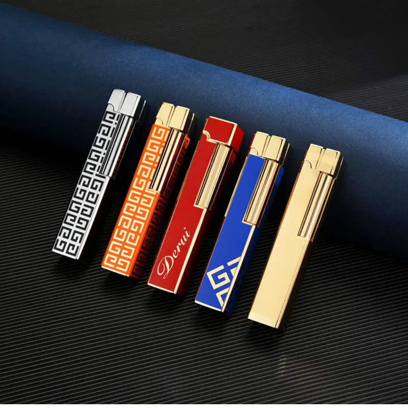 

High-end Long Strip Ladies Gas Lighter Creative Lighter Grinding Wheel Flint Metal Butane Lighters Smoking Ignition Gadgets