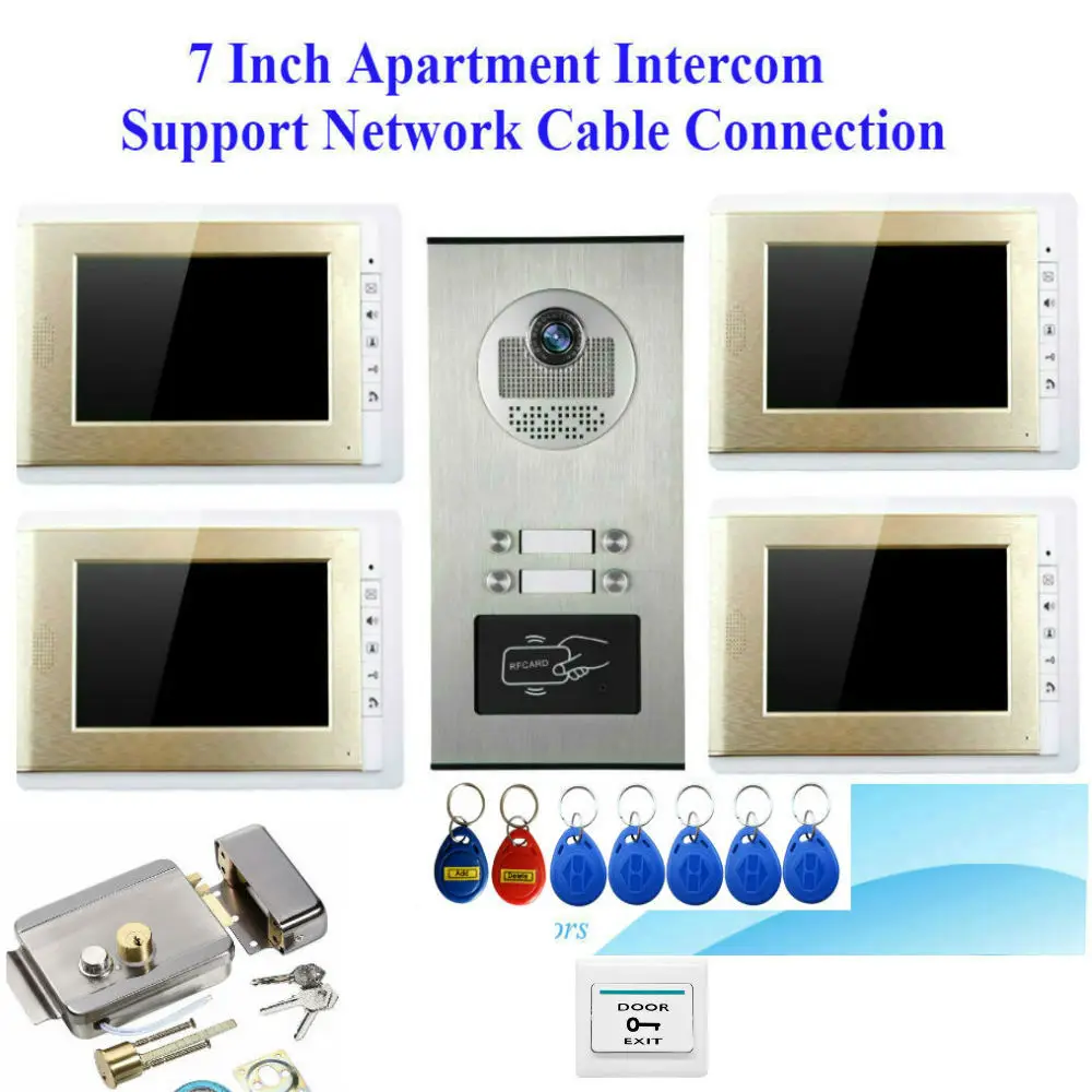 4 Units Apartment Video intercom system 7" Monitor Video Door Phone Aluminum Alloy IR Camera for 4-households video Doorbell
4 Units Apartment Video intercom system 7" Monitor Video Door Phone Aluminum Alloy IR Camera for 4-households video Doorbell