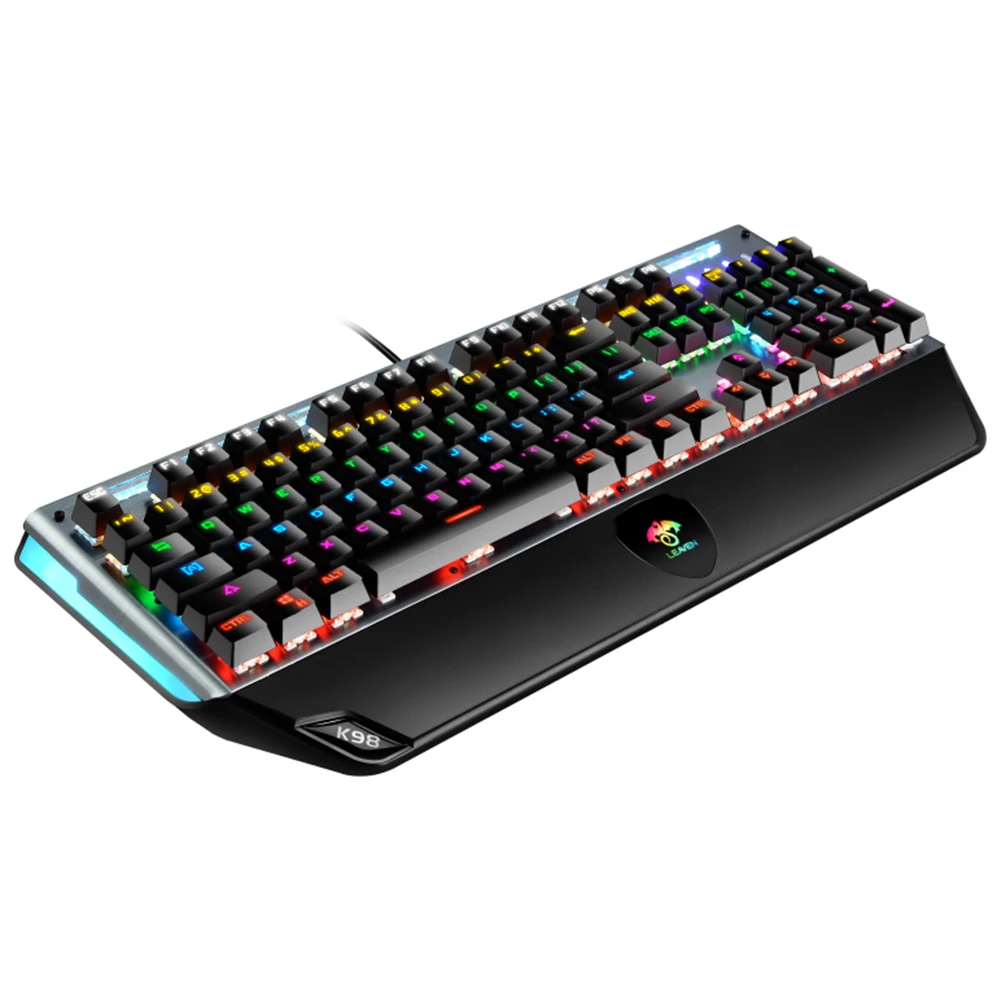 K98 USB Wired 104 Keys Blue Switch RGB Backlight Mechanical Keyboard Professional Ultra-slim Wired Keyboard for Game PC
K98 USB Wired 104 Keys Blue Switch RGB Backlight Mechanical Keyboard Professional Ultra-slim Wired Keyboard for Game PC