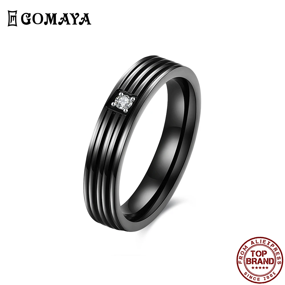 GOMAYA 316L Stainless Steel Black Stripe Design Unisex Rings Minimalist Inlaid White Zircon Ring Fashion Jewelry Simple Style
GOMAYA 316L Stainless Steel Black Stripe Design Unisex Rings Minimalist Inlaid White Zircon Ring Fashion Jewelry Simple Style