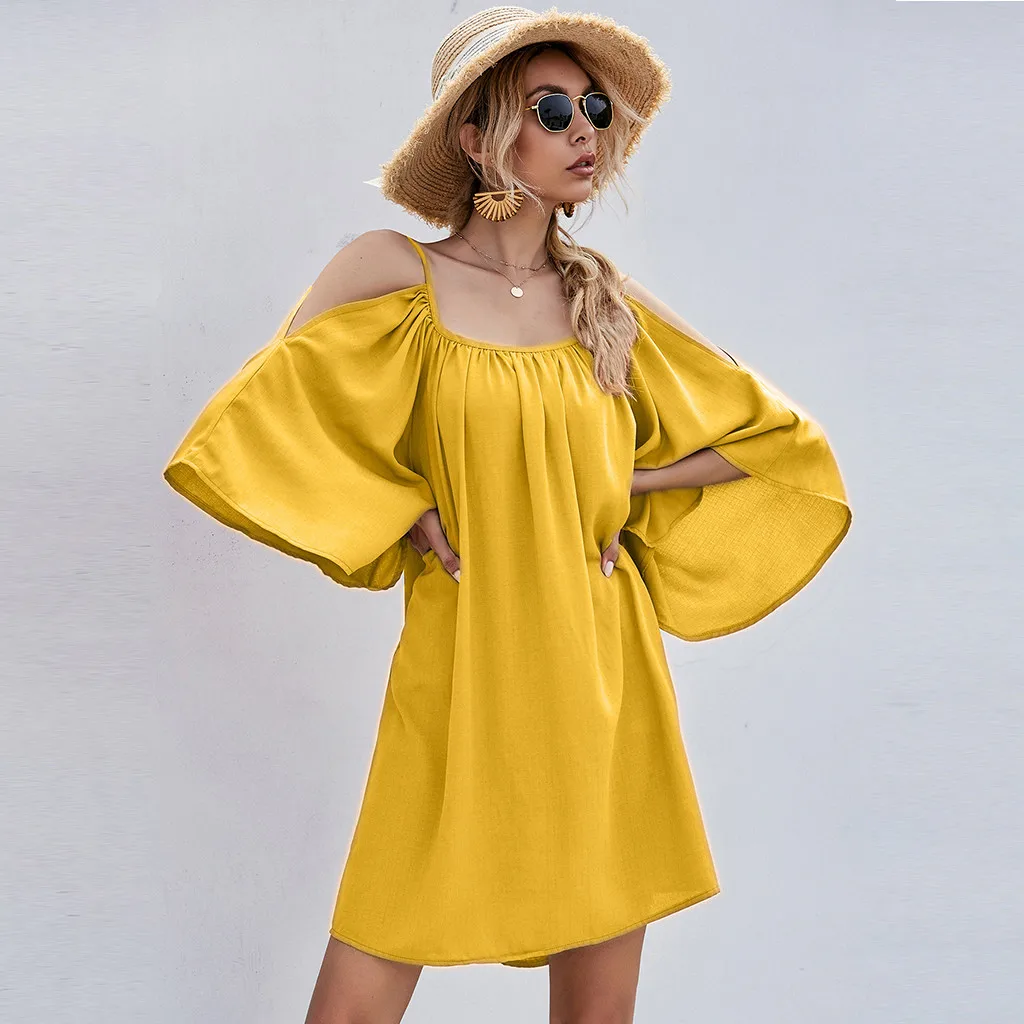 Fashion Women's Ladies Loose Solid Half Sleeve Backless Mini Dress Slash Neck Cloak Sleeve Summer Beach mini skirt Minifalda #W
Fashion Women's Ladies Loose Solid Half Sleeve Backless Mini Dress Slash Neck Cloak Sleeve Summer Beach mini skirt Minifalda #W