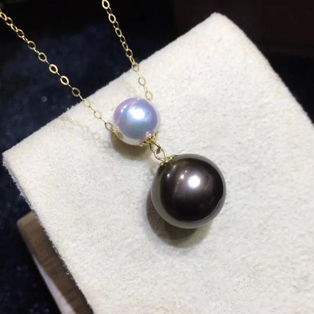 MADALENA SARARA 11mm Tahiti Pearl And Akoya Pearl Perfect Round Double Saltwater Pearl 18K Gold Pendant Necklace
MADALENA SARARA 11mm Tahiti Pearl And Akoya Pearl Perfect Round Double Saltwater Pearl 18K Gold Pendant Necklace