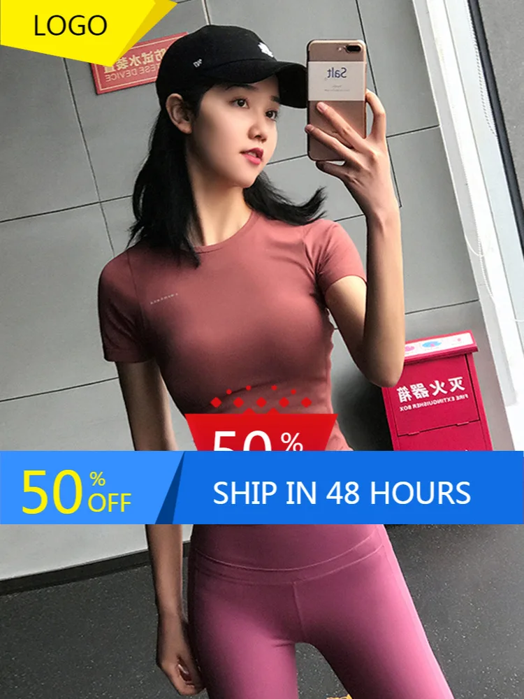Sports Short Sleeve Women's Elastic Quick-Drying Tight Yoga Jacket Slim Look Running T-shirt round Neck Workout Clothes Half
Sports Short Sleeve Women's Elastic Quick-Drying Tight Yoga Jacket Slim Look Running T-shirt round Neck Workout Clothes Half