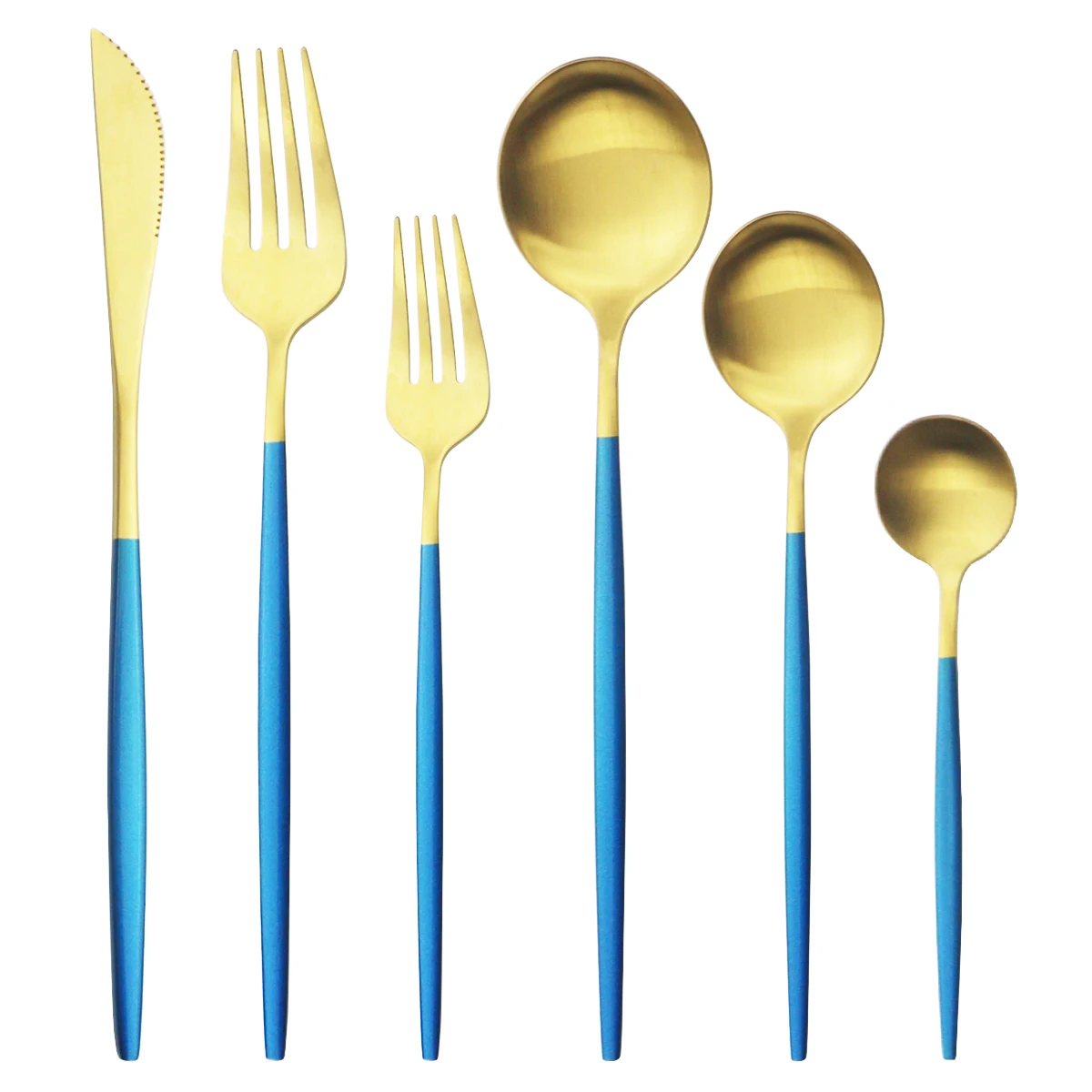 36Pcs Matte Dinnerware Tableware Knives Forks Spoon Dinner Cutlery Set Blue Gold Stainless Steel Kitchen Flatware Silverware Set
36Pcs Matte Dinnerware Tableware Knives Forks Spoon Dinner Cutlery Set Blue Gold Stainless Steel Kitchen Flatware Silverware Set